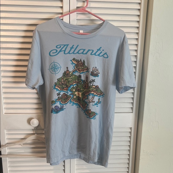 CANVAS Woot Printing Co. Tops - #1615+ Unisex’s Atlantis Graphic T‑Shirt in Light Blue